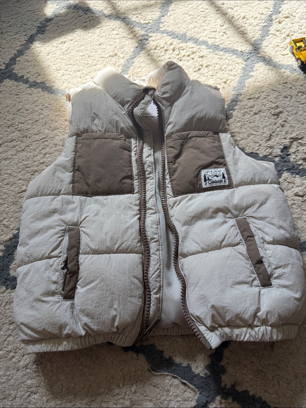 Old Navy Cream and Brown Puffer Vest for Kids